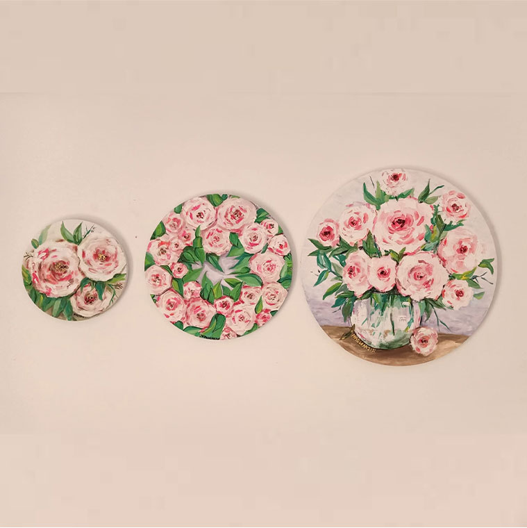 Set of hand-painted wall plates by Nagwan Magdy